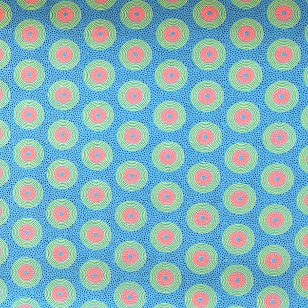 DISCO-TURQUOISE DOTS-Afrikanischer-Shweshwe-Stoff