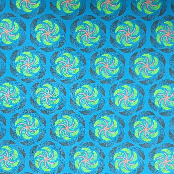 DISCO TURQUOISE WINDMILL Afrikanischer-Shweshwe-Stoff