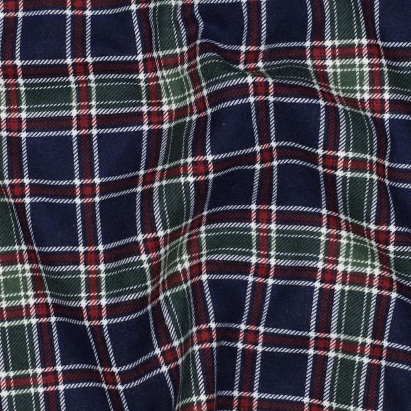 Flanell Baumwolle Dunkelblau Grün Karo
