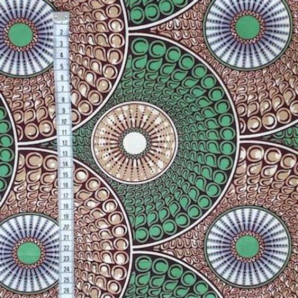 Afrikanischer Wax Print Stoff Baumwolle GREEN CIRCLE | Meterware