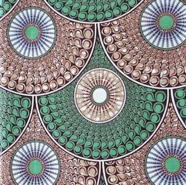 Afrikanischer Wax Print Stoff Baumwolle GREEN CIRCLE | Meterware