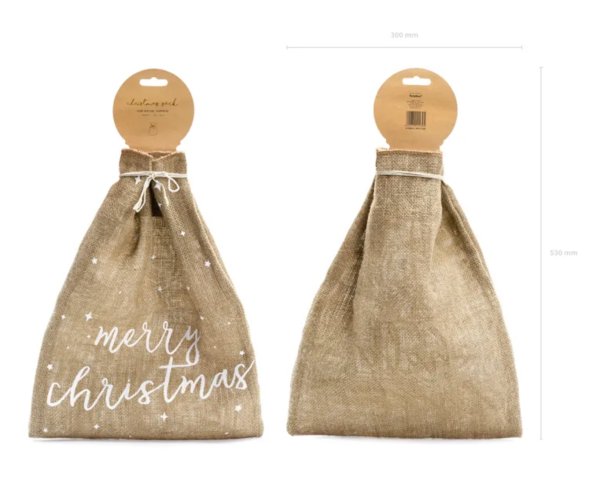 Jutebeutel Merry Christmas - 30 x 42 cm | PartyDeco