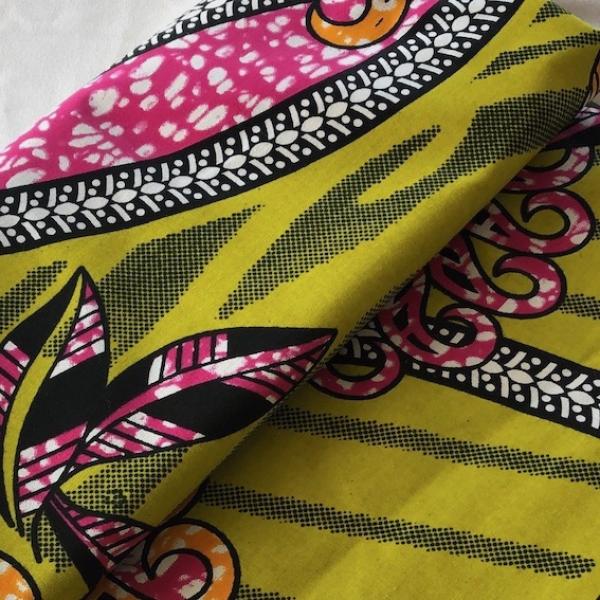 Afrikanischer Wax Print Stoff Baumwolle LIME JUNGLE FLOWER | Meterware