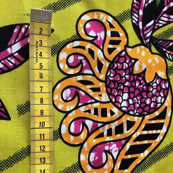 Afrikanischer Wax Print Stoff Baumwolle LIME JUNGLE FLOWER | Meterware