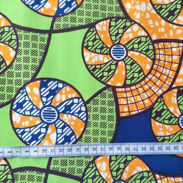 Afrikanischer Wax Print Stoff Baumwolle LIME SUMMER FAN | Meterware