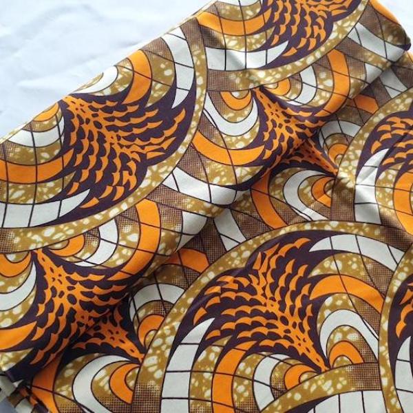 Afrikanischer Wax Print Stoff Baumwolle ORANGE CHRISTMAS TREE | Meterware