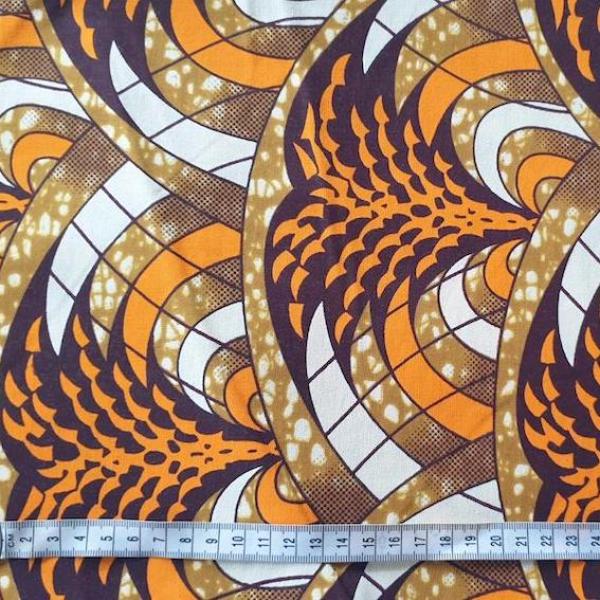 Afrikanischer Wax Print Stoff Baumwolle ORANGE CHRISTMAS TREE | Meterware