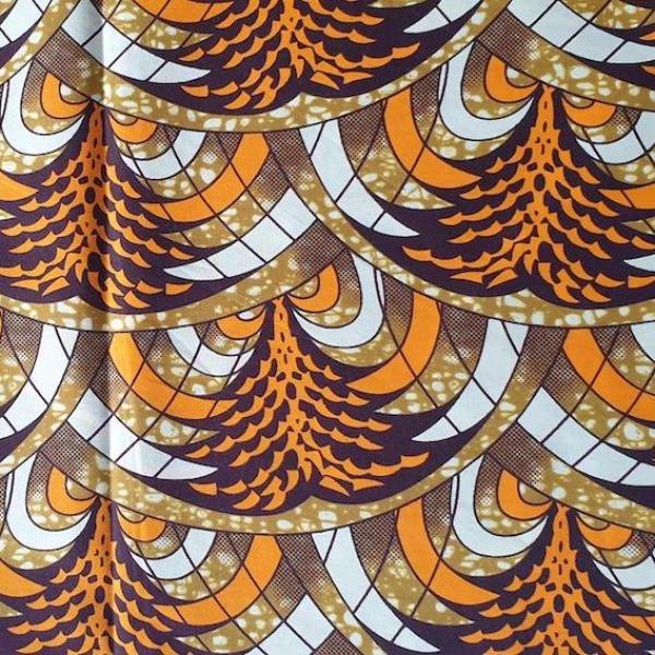 Afrikanischer Wax Print Stoff Baumwolle ORANGE CHRISTMAS TREE | Meterware