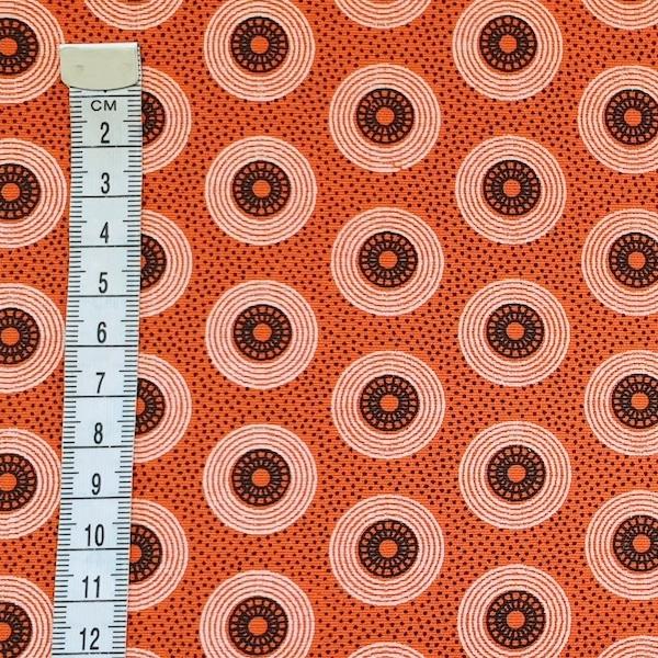 ORANGE-DOTS-Afrikanischer-Shweshwe-Stoff-