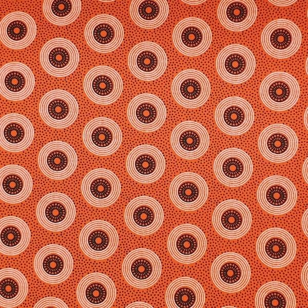 ORANGE-DOTS-Afrikanischer-Shweshwe-Stoff-