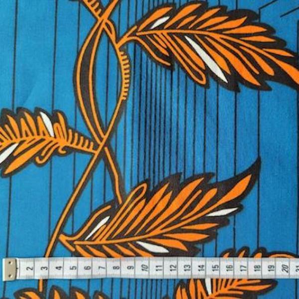Afrikanischer Wax Print Stoff Baumwolle ORANGE LEAVES | Meterware