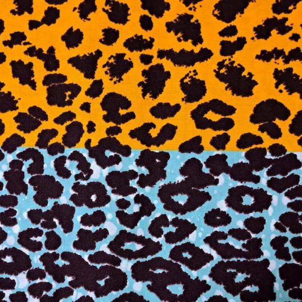 Afrikanischer Wax Print Stoff Baumwolle ORANGE LEOPARD | Meterware