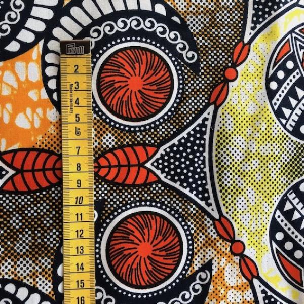 Afrikanischer Wax Print Stoff Baumwolle ORANGE ORNAMENT | Meterware