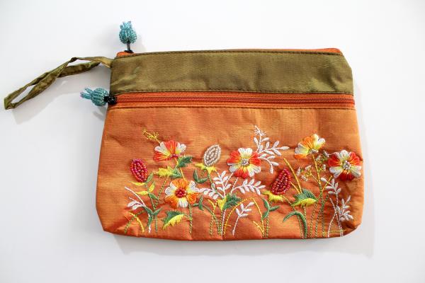 ORANGE SPARKLING FLOWERS Portemonnaie