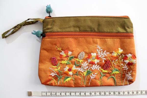 ORANGE SPARKLING FLOWERS Portemonnaie