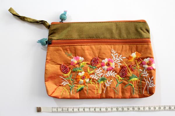 ORANGE SPARKLING FLOWERS Portemonnaie