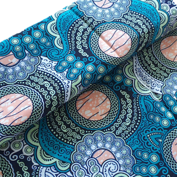 Afrikanischer Wax Print Stoff Baumwolle ORIENTAL PETROL | Meterware