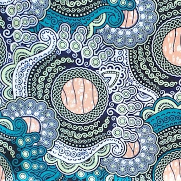 Afrikanischer Wax Print Stoff Baumwolle ORIENTAL PETROL | Meterware