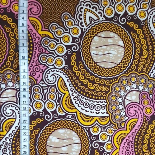Afrikanischer Wax Print Stoff Baumwolle ORIENTAL PINK OCHER | Meterware
