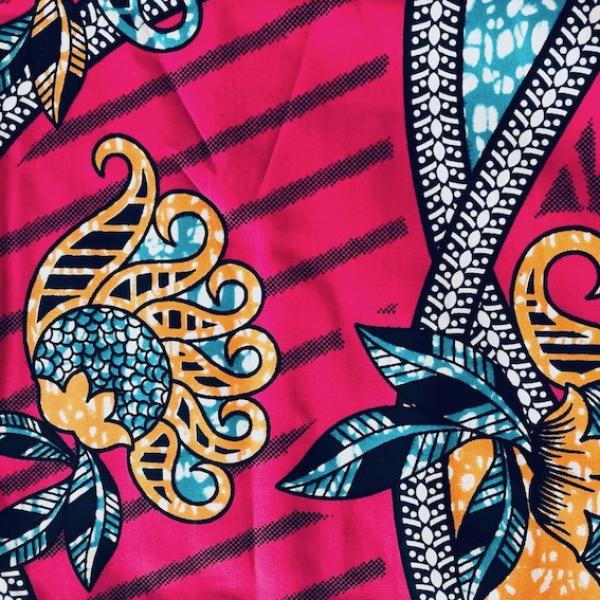 Afrikanischer Wax Print Stoff Baumwolle PINK JUNGLE FLOWER | Meterware
