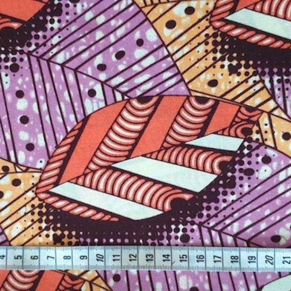 Afrikanischer Wax Print Stoff Baumwolle PINK LEAVES | Meterware
