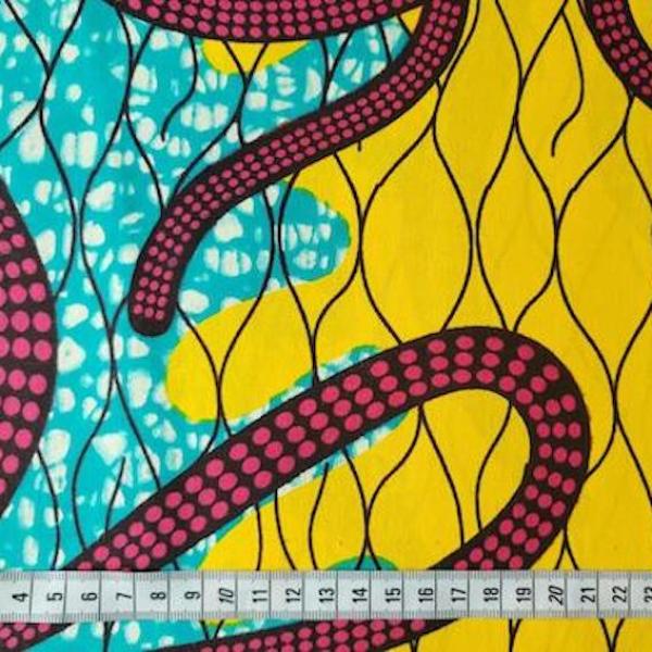 Afrikanischer Wax Print Stoff Baumwolle PINK SNAKE | Meterware