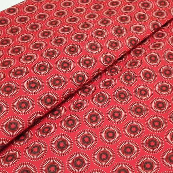 RED DANDELION-Afrikanischer-Shweshwe-Stoff-