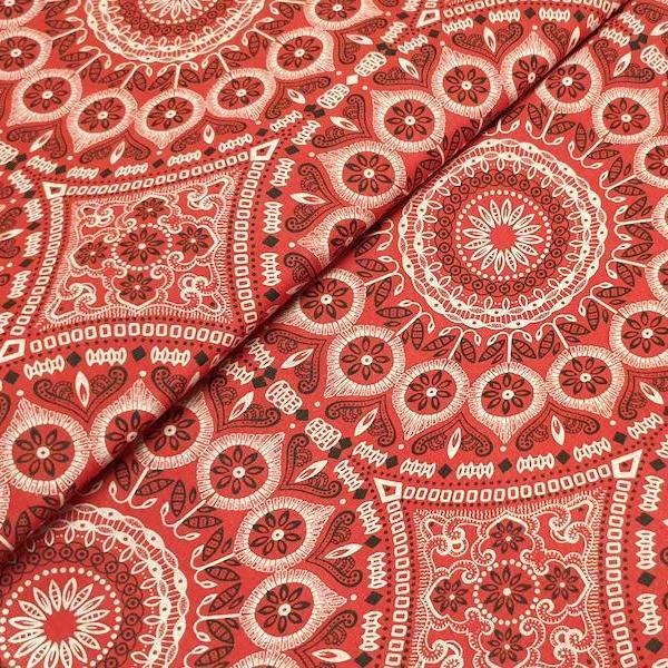 RED ORNAMENT Afrikanischer-Shweshwe-Stoff-