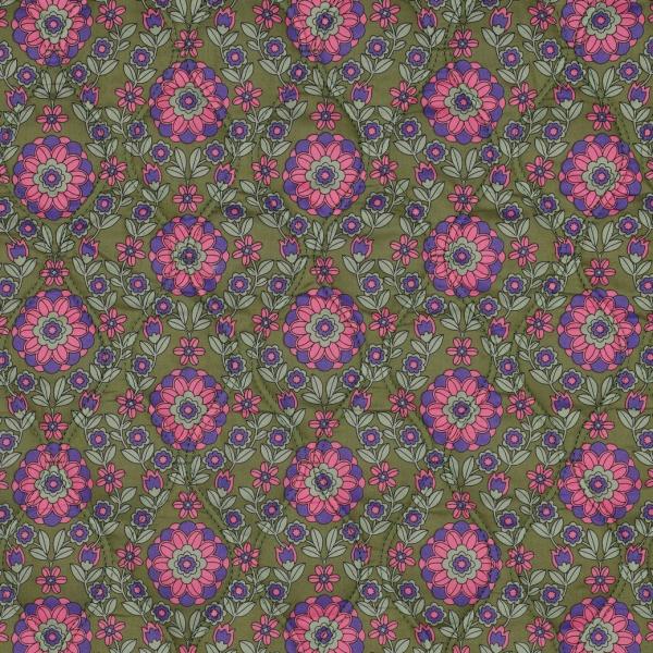 Steppstoff Doubleface Blumen und Streifen