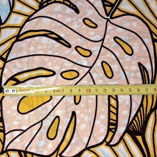 Afrikanischer Wax Print Stoff Baumwolle TROPICAL LEAF BLUE | Meterware