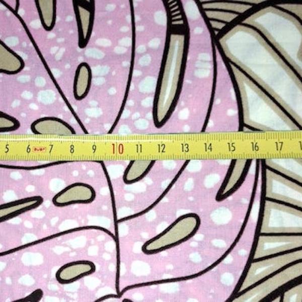 Afrikanischer Wax Print Stoff Baumwolle TROPICAL LEAF ROSE | Meterware