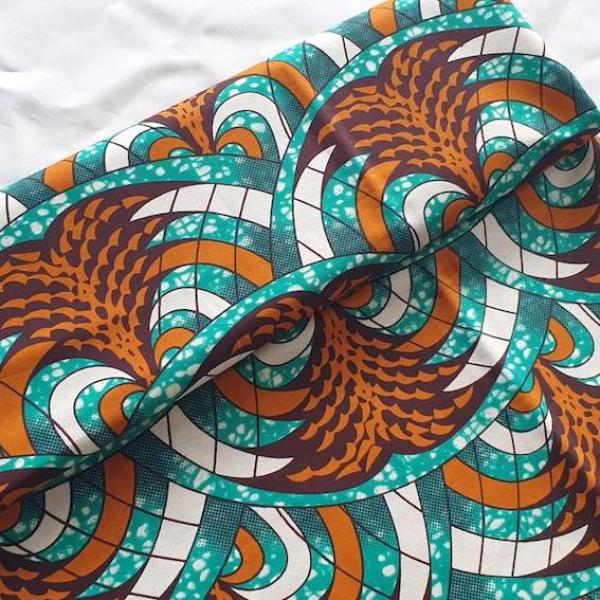 Afrikanischer Wax Print Stoff Baumwolle TURQUOISE CHRISTMAS TREE | Meterware