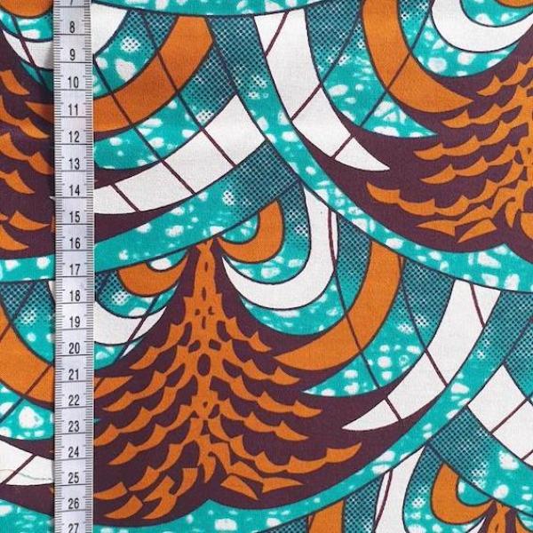 Afrikanischer Wax Print Stoff Baumwolle TURQUOISE CHRISTMAS TREE | Meterware