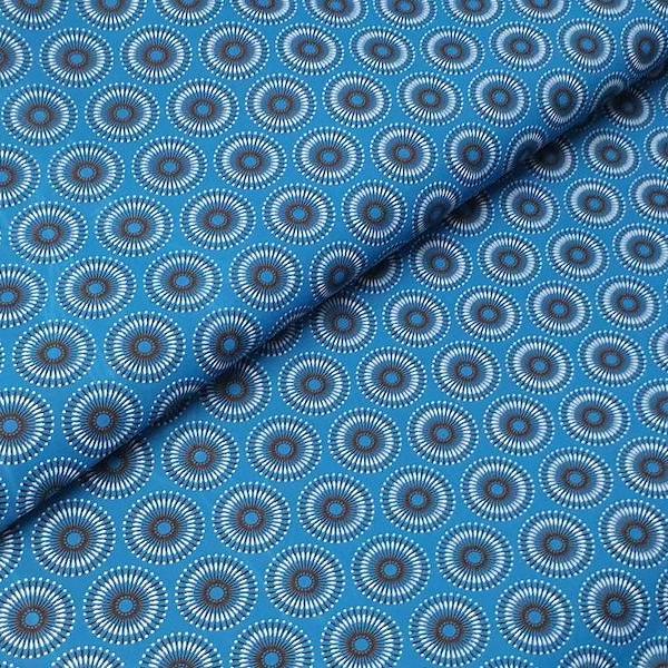 TURQUOISE DANDELION Afrikanischer-Shweshwe-Stoff
