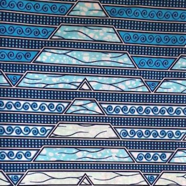Afrikanischer Wax Print Stoff Baumwolle TURQUOISE WAVE | Meterware
