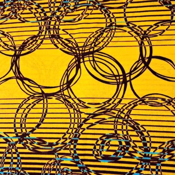 Afrikanischer Wax Print Stoff Baumwolle YELLOW BUBBLES | Meterware