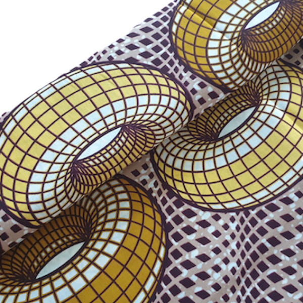 Afrikanischer Wax Print Stoff Baumwolle YELLOW DONUT | Meterware