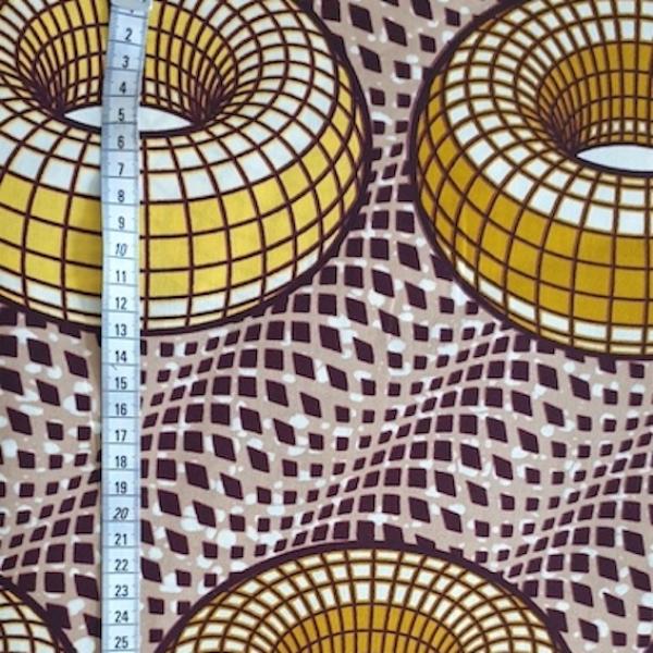 Afrikanischer Wax Print Stoff Baumwolle YELLOW DONUT | Meterware