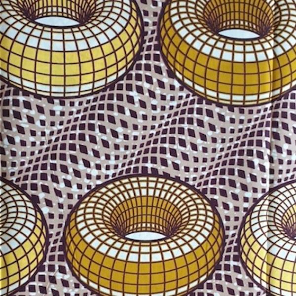 Afrikanischer Wax Print Stoff Baumwolle YELLOW DONUT | Meterware