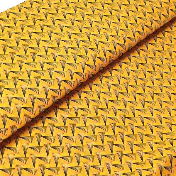YELLOW FAN PATTERN Afrikanischer-Shweshwe-Stoff-