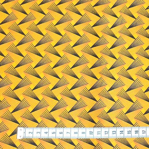 YELLOW FAN PATTERN Afrikanischer-Shweshwe-Stoff-