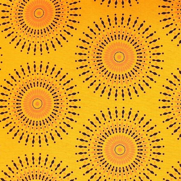 YELLOW-SUN-Afrikanischer-Shweshwe-Stoff-