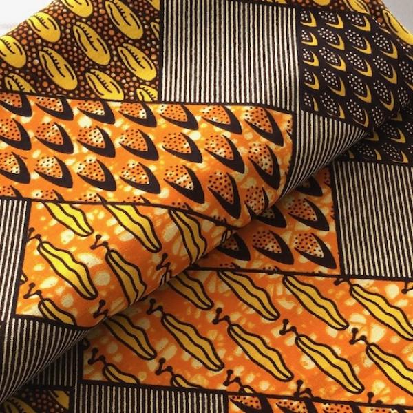 Afrikanischer Wax Print Stoff Baumwolle YELLOW TILES | Meterware