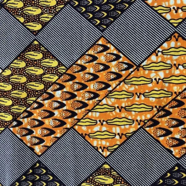 Afrikanischer Wax Print Stoff Baumwolle YELLOW TILES | Meterware
