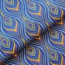 Afrikanischer Shweshwe Stoff Baumwolle BLUE YELLOW FLAME | Meterware