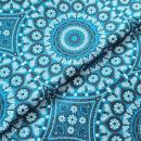 Afrikanischer Shweshwe Stoff Baumwolle TURQUOISE ORNAMENT | Meterware