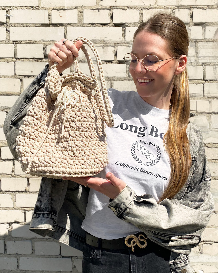 gehäkelte Tasche aus Bobbiny Garn