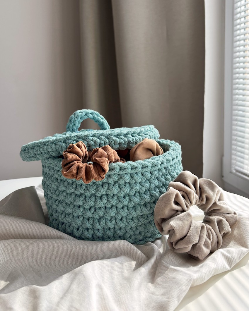 gehäkelter Korb aus Bobbiny Garn